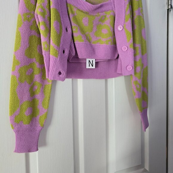 BNWT noisy may flower knit cardigan and crop top set - Picture 3 of 7